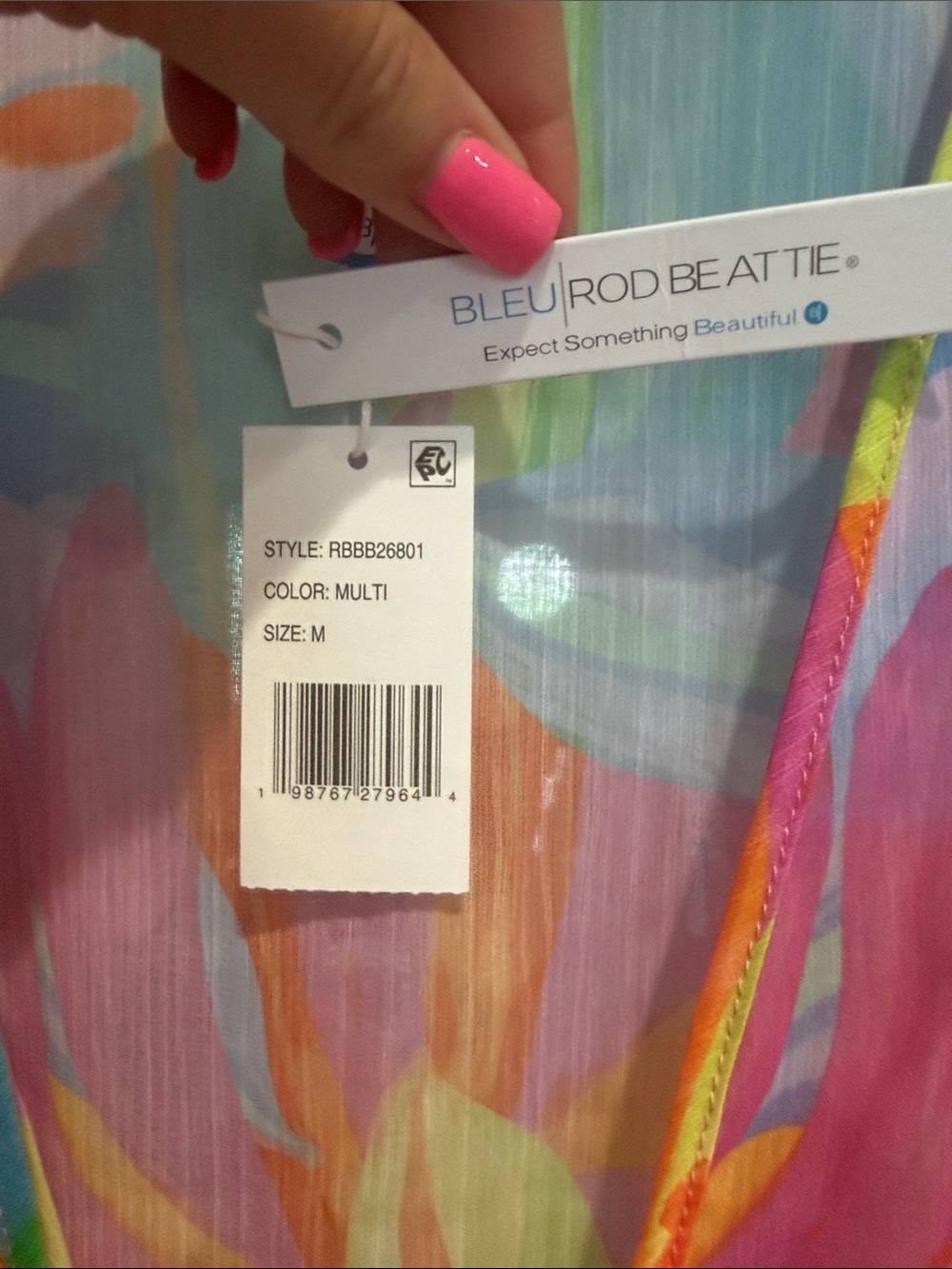Bleu Rod Beattie Multicolor Tropical Floral Sheer Swim Coverup - Picture 4 of 6